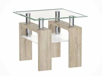 Skleněný čtvercový konferenční stolek Darby 60x60 cm s policí moderní do obýváku Intesi