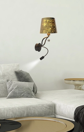 Nástěnné svítidlo Saria 1x6W E14 led+8W LED černá zlatá 3000K