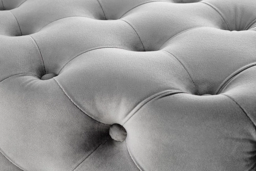 Čalouněná lavice Nate šedý samet glamour se zlatými nohami do předsíně a ložnice