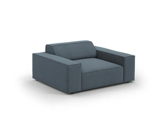 Modré relaxační křeslo Jodie do obýváku, moderní s područkami, látka