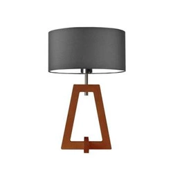 Noční lampička Clio glamour s grafitovým stínidlem a mahagonovým dřevěným podstavcem do ložnice