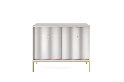 Vynikající komoda s rýhovanými šedozlatými nožkami