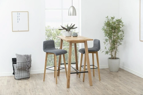 Čalouněný barový stoliček Arosa šedý s opěrkou na dřevěných nohách 75 cm do kuchyně a jídelny Actona