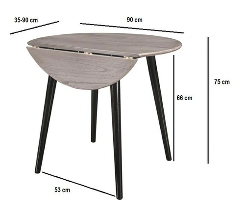 Rozkládací kulatý stůl Drop 90 cm loft do kuchyně a jídelny Intesi