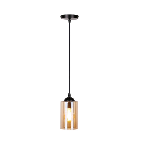 Závěsné svítidlo Bistro černé 1x40W E27 stínidlo hnědé
