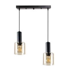 Závěsná lampa Isar černá 2x40 E27 jantarové stínítko