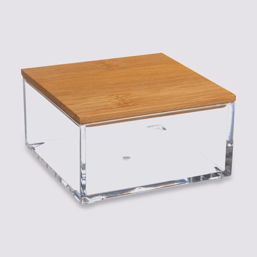 Organizér na kosmetiku do zásuvky Selena čtvercový s bambusovým víkem transparentní 5five