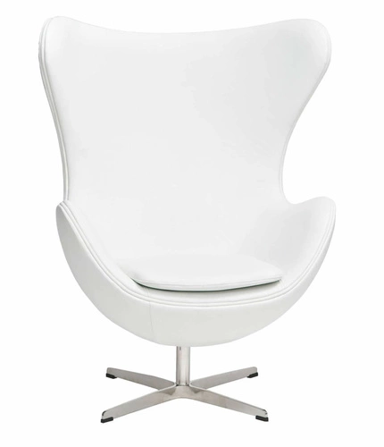 Kožené otočné křeslo Egg D2.DESIGN bílé s houpací funkcí do moderního obýváku