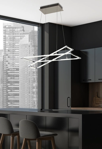 Moderní závěsné LED svítidlo Kseros 60x30 stříbrné do obýváku a jídelny CANDELLUX