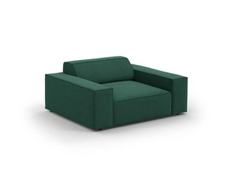 Relaxační křeslo Jodie zelené látkové do obýváku moderní s opěrkami BESO LUX