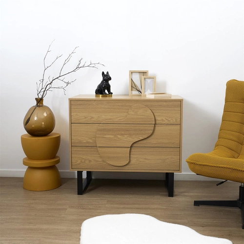 Moderní komoda Calypso se 3 zásuvkami dub artisan a černá do ložnice 120 cm