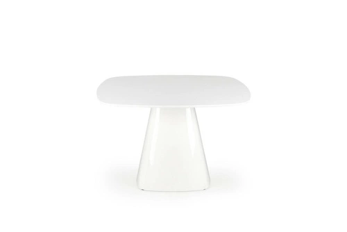 Bílý čtvercový jídelní stůl Tasmani Intesi moderní na jedné noze MDF lesk