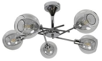 Závěsné svítidlo Ozzo skleněné chromované 5bodové do obýváku moderní nastavitelné