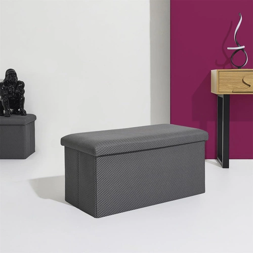Skládací úložný taburet Velse Atom šedý obdélníkový do předsíně a studentského pokoje