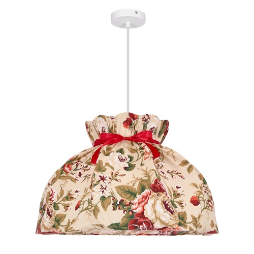 ROZANO závěsná lampa bílá 1x40W E27 stínidlo s květinou