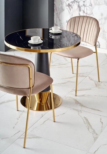 Kulatý jídelní stůl Nasoma černý mramor moderní glamour na jedné noze Intesi