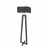 Stojací lampa JAWA grafitová s textilním stínidlem, moderní dřevěná do obýváku Lysne 138 cm
