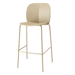Barová židle s opěrkou Mentha 75 cm béžová moderní do kuchyně a k ostrůvku, kovová SCAB