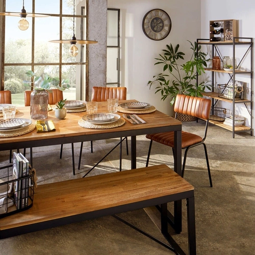 Lavice Edena z akáciového dřeva a kovu do předsíně a jídelny, 170 cm