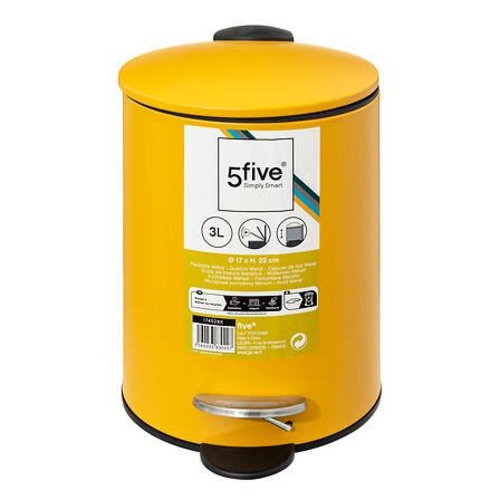 Koupelnový odpadkový koš 3L Colors žlutý kovový s pedálem a tichým zavíráním 5five