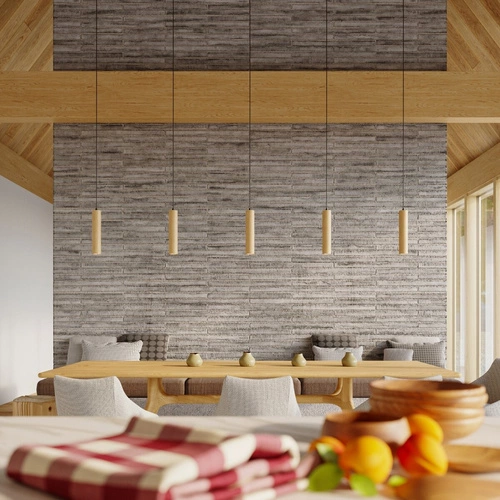 Dřevěné závěsné svítidlo LINO 3 světla moderní do kuchyně a nad ostrůvek