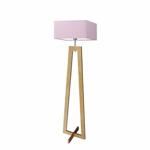 Stojací lampa JAWA moderní dřevěná s fialovým stínidlem do obýváku Lysne 138 cm
