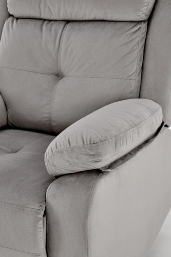 Relaxační křeslo Fearne šedé do obýváku elektricky polohovatelné s podnožkou USB skandinávský styl