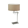 Noční lampička do ložnice Alaska moderní béžová s látkovým stínidlem na stříbrné konstrukci 55 cm