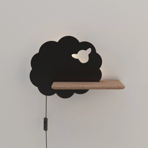 Nástěnná lampa Ovčí lampa 5W LED 4000K iq kids s kabelem černá