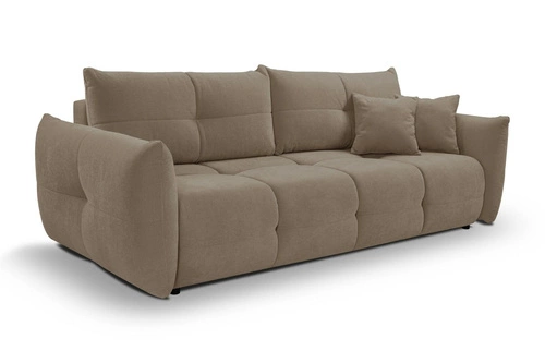 Rozkládací trojmístná pohovka Bode s úložným prostorem a funkcí spaní hnědá do obýváku