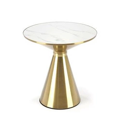 Konferenční stolek Aventure kulatý bílý mramor zlatý glamour do obýváku 50x52 cm Intesi