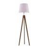 Stojací lampa do obýváku Aruba trojnožka glamour dřevěná se světlým fialovým stínidlem Lysne