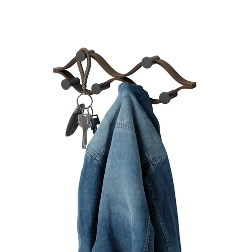 Umbra Montage moderní nástěnný věšák do předsíně dřevěný 6 háčků ořech černý