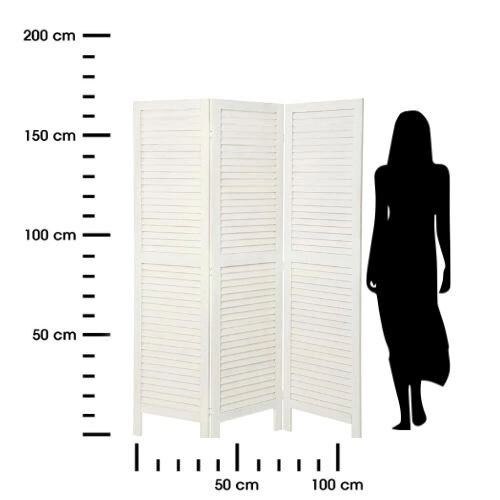 Dřevěný bílý paraván Camila 3dílný retro do ložnice Atmosphera