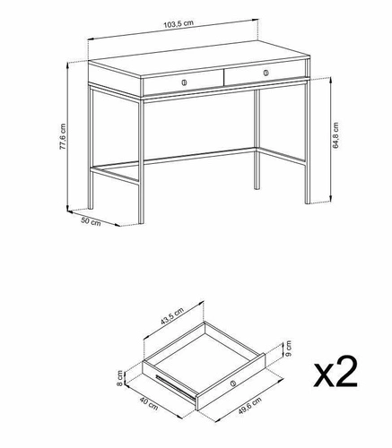 Moderní toaletní stolek Evora modrý se zásuvkami do ložnice glamour 104 cm Intesi
