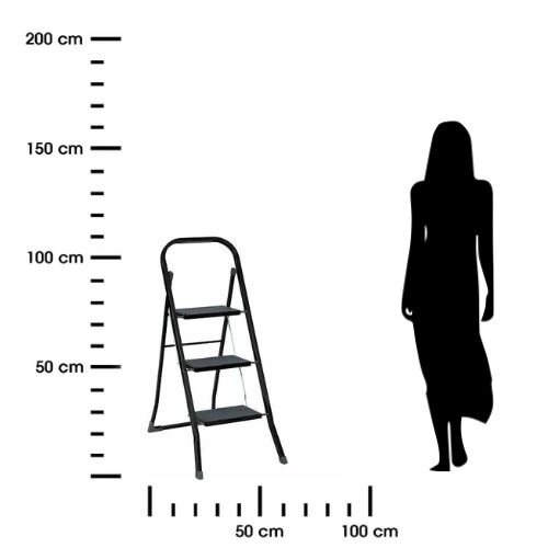 Skládací žebřík 3-stupňový kovový černý