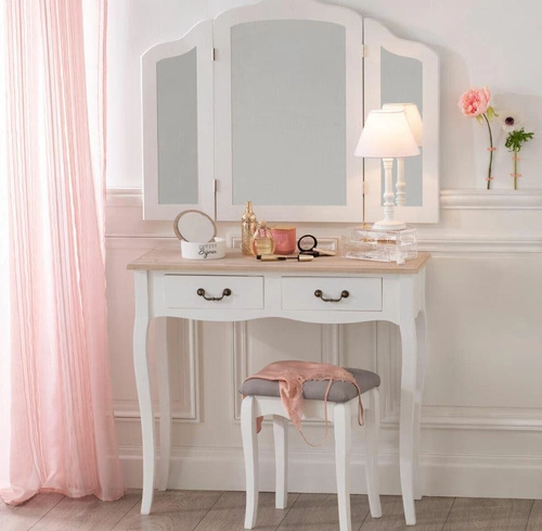 Konzolový stolek Chrysa bílý se zásuvkami do předsíně provence dřevěný 87 cm Atmosphera