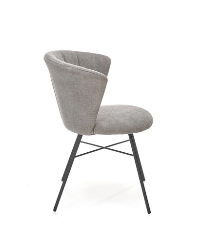 Čalouněná jídelní židle Giselle šedá, moderní na černých nohách do jídelny a obýváku Intesi