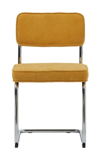 Čalouněná žlutá židle z manšestru Tepper moderní na saních do jídelny a kuchyně