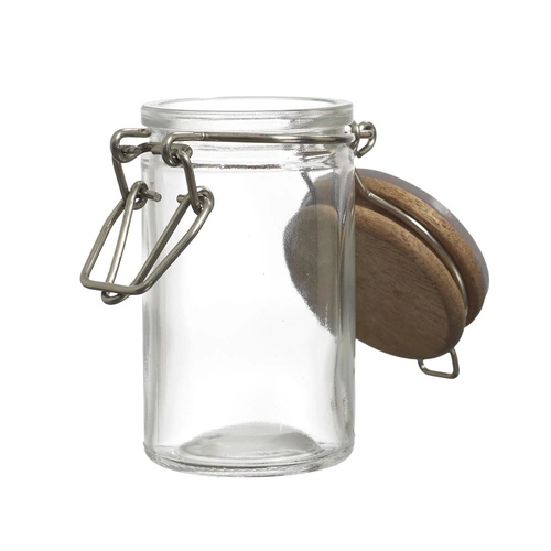 Skleněná nádobka s akátovým víčkem 70 ml