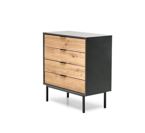 Komoda se zásuvkami Nihala dub artisan černá loftová 80 cm moderní do obýváku Intesi