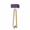 Stojací lampa JAWA fialová s látkovým stínidlem a dubovou konstrukcí do obýváku LYSNE moderní
