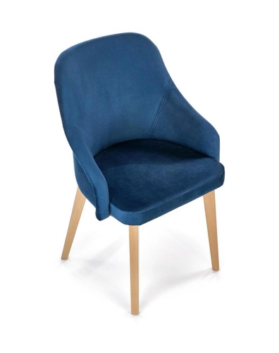 Jídelní židle Alain Intesi čalouněná sametem v tmavě modré s dřevěnými područkami