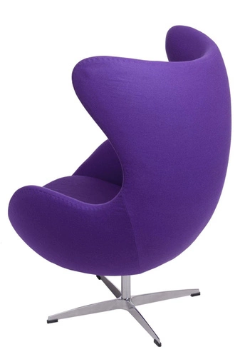 Moderní houpací otočné křeslo ušák Egg do obýváku fialový kašmír