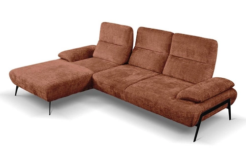 Moderní rohová sedací souprava Rasmus levá terakota s nastavitelným opěradlem do obývacího pokoje Intesi