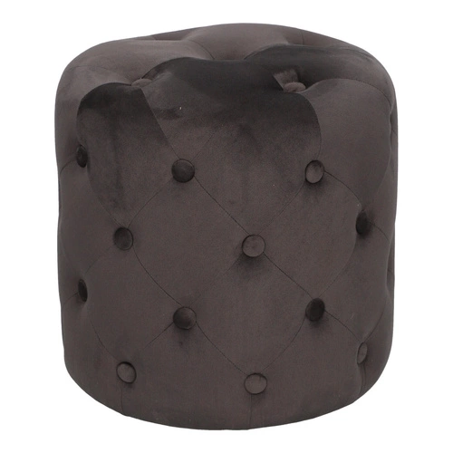 Sametový kulatý taburet Adriana šedý pro glamour obývací pokoj 38 cm Atmosphera