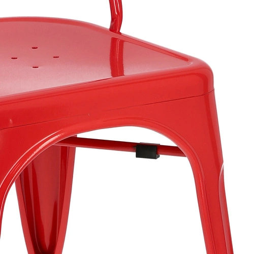 Kovová jídelní židle Paris červená ve stylu industriálním inspirovaná Tolix do kuchyně