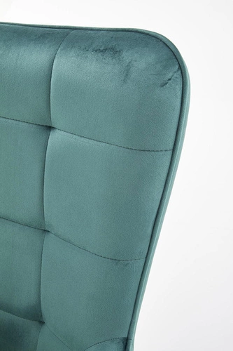 Moderní zelené křeslo ušák Cabres do obýváku s područkami na zlatých nohách