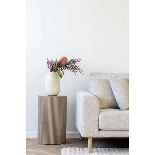 Kulatý konferenční stolek Farense béžový 30 cm moderní boho do obýváku a ložnice