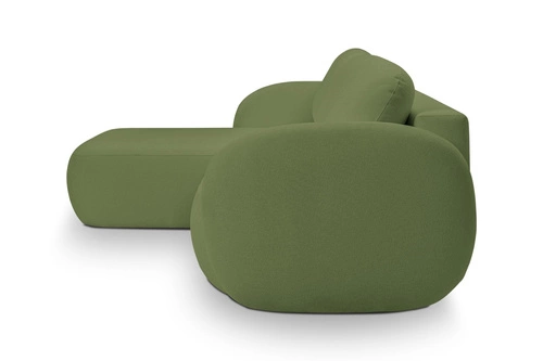 Rohová rozkládací pohovka levá Salby zelená moderní do obýváku s úložným prostorem